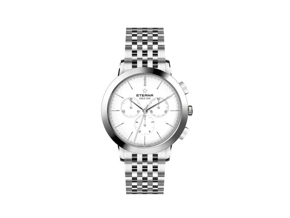 Eterna Eternity Quartz Watch, Ronda 5040.B, 42mm, Chronograph, Steel bracelet