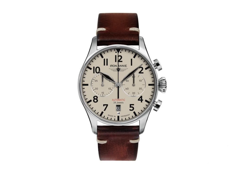 Iron Annie Flight Control Automatic Watch, Beige, 42 mm, Leather strap, 5122-5