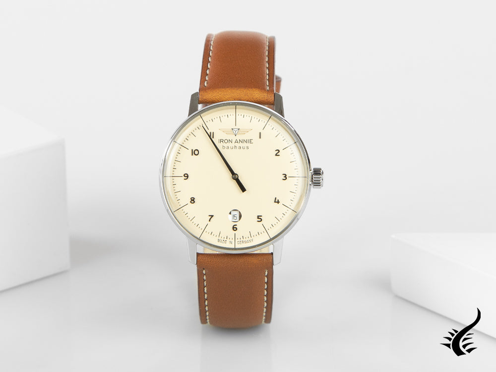Iron Annie Bauhaus Quartz Watch, Beige, 40 mm, Day, 5042-5