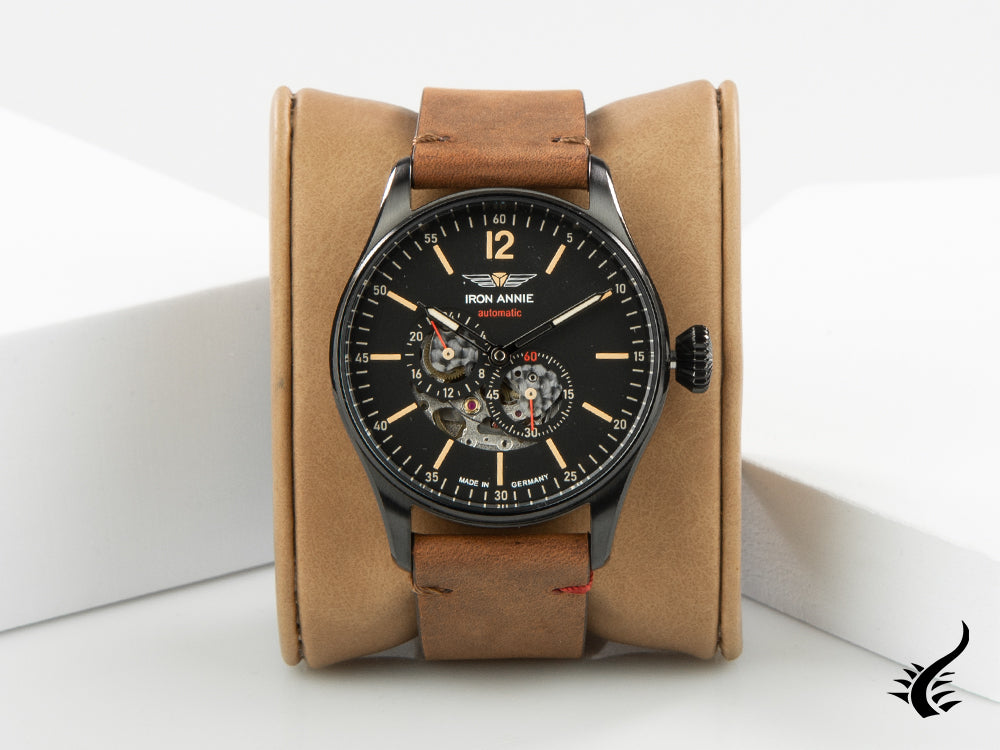 Iron Annie Flight Control Automatic Watch, Black, 42 mm, Leather strap, 5174-2