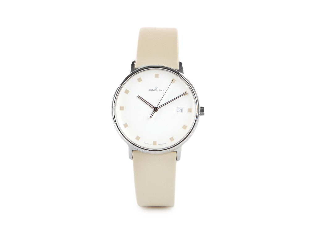 Junghans Form Damen Quartz Watch, J645.36, 34,1 mm, Silver, Brown, 047/4860.00
