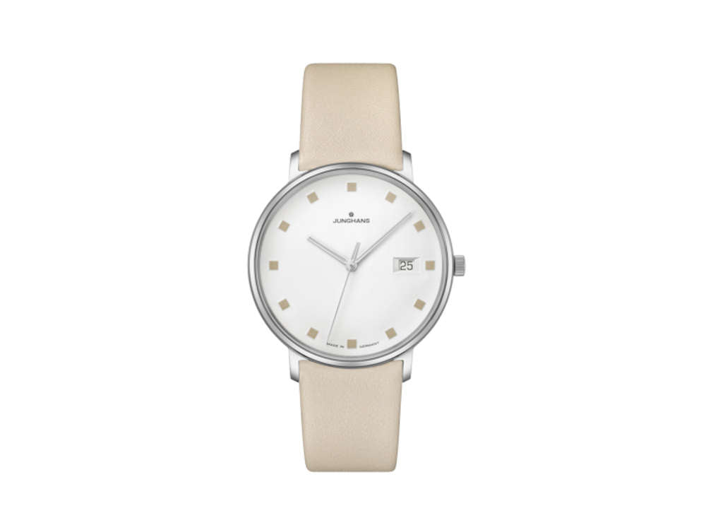 Junghans Form Damen Quartz Watch, J645.36, 34,1 mm, Silver, Brown, 047/4860.00
