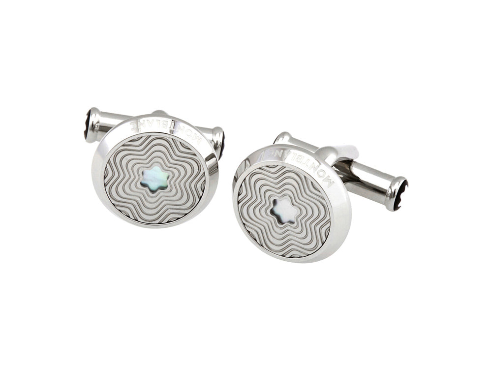 Montblanc Iconic Cufflinks, Steel, Mother of pearl, Polished, Silver, 123808