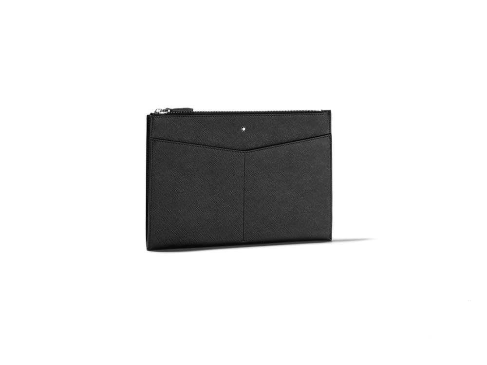 Montblanc Sartorial Clutch, Leather, Cotton, Black, Zip, 128570