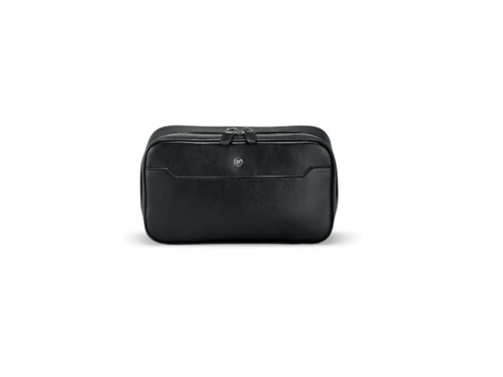 Montegrappa Signet Series Wash Bag, Leather, Black, Zip, IC00BC00