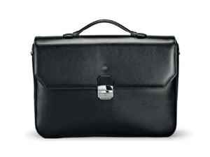 Montegrappa Signet Series Laptop Briefcase, Leather, Cotton, Black, IC00BC01