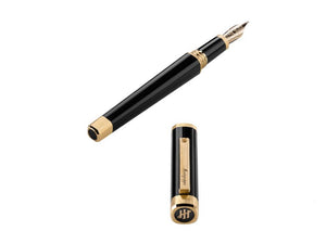 Montegrappa Quattro Fountain Pen, Gold plated, 14k Gold, Black, ISZ4I-4Y