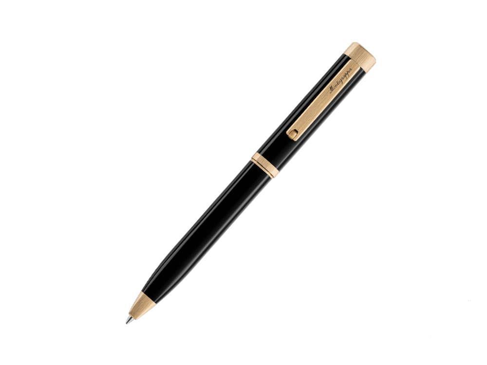 Montegrappa Quattro Ballpoint pen, Acrylic Resin, Gold plated, Black, ISZ4IBIY