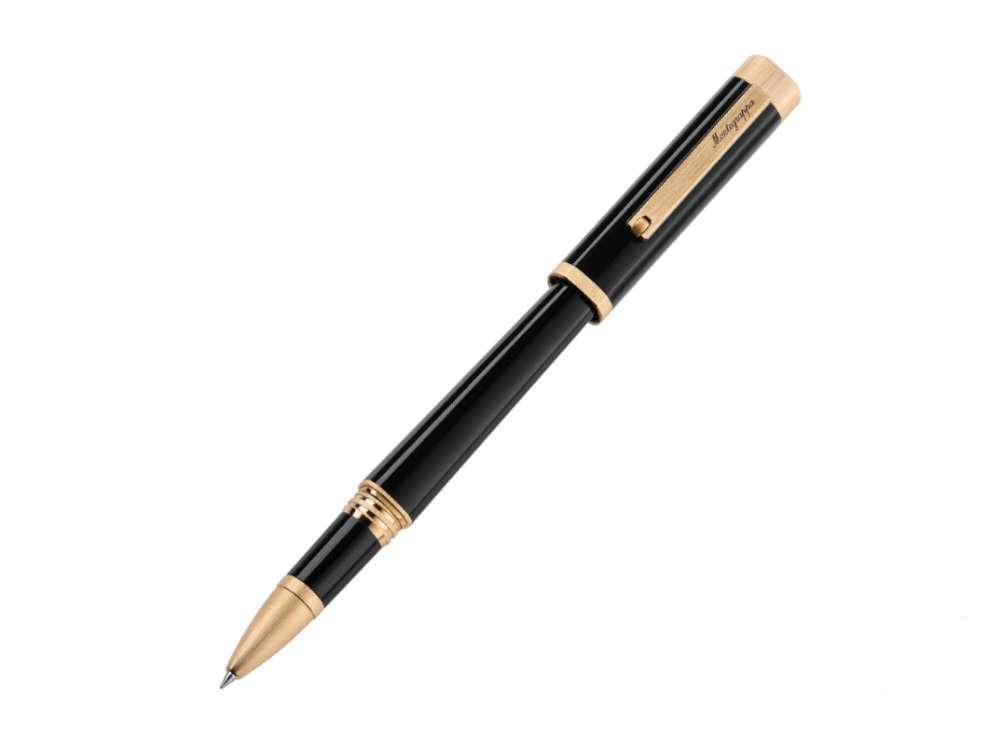 Montegrappa Quattro Rollerball pen, Acrylic Resin, Gold plated, Black, ISZ4IRIY