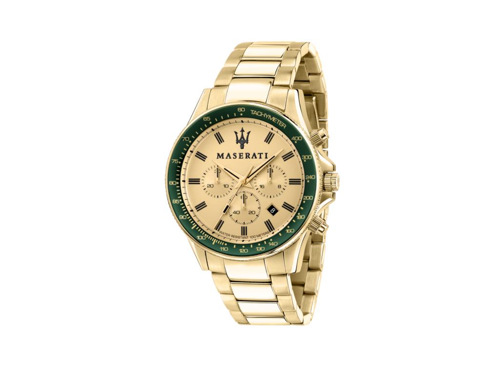 Maserati Sfida Quartz Watch, PVD Gold, Gold, 44 mm, Mineral crystal, R8873640005