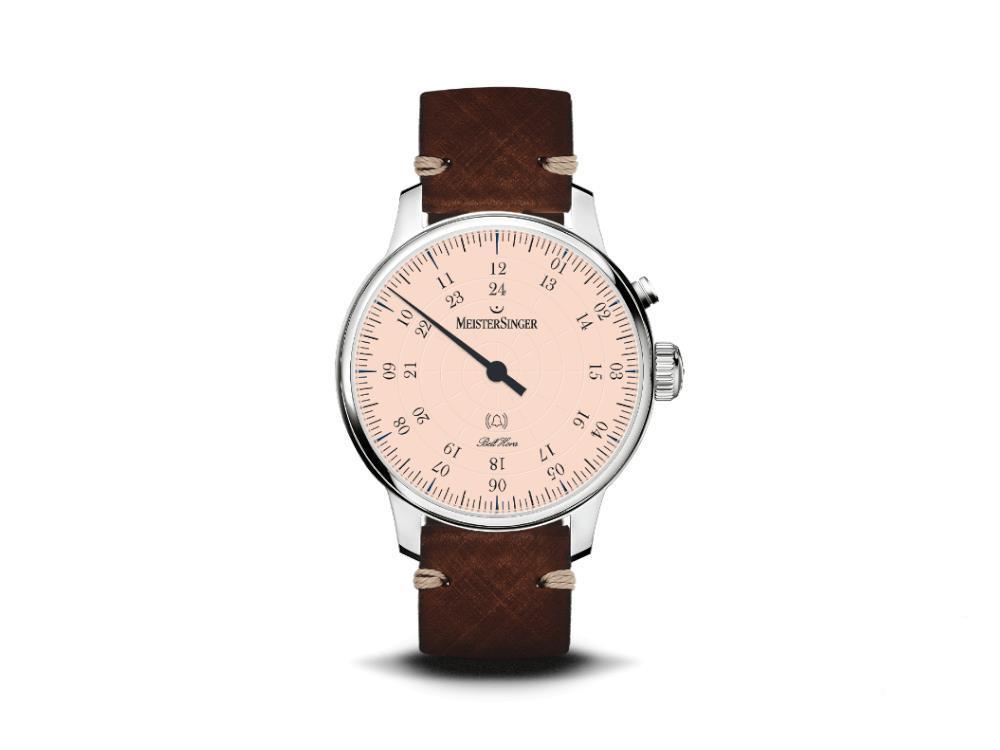 Meistersinger Bell Hora Automatic Watch, SW 200, Beige, 43 mm, BHO913-SVSL02