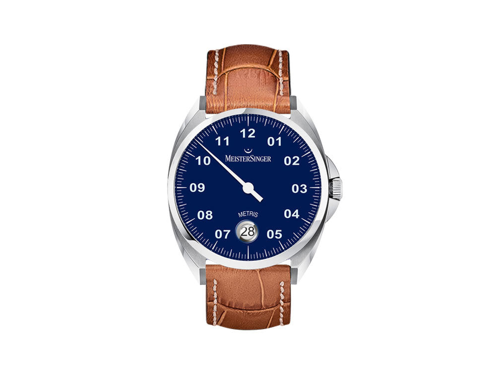 Meistersinger Metris Automatic Watch, 38mm, Leather strap Blue, ME908-SG03