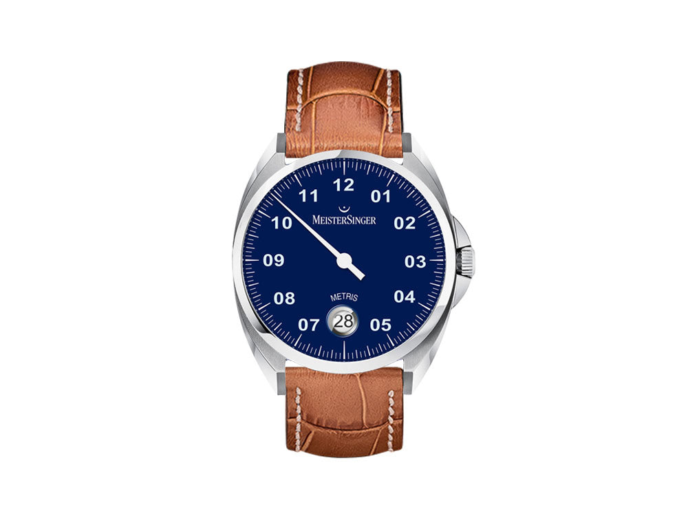 Meistersinger Metris Automatic Watch, 38mm, Leather strap Blue, ME908-SG03