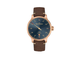 Meistersinger N3 Bronze Automatic Watch, ETA 2824-2, 43 mm, Blue, AM917BR