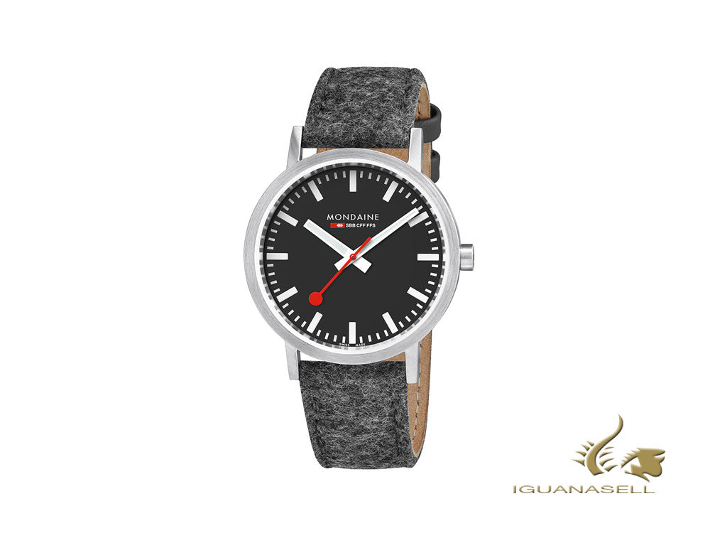 Mondaine Classic Quartz Watch, Black, 40mm, Fabric strap, A660.30360.14SBH