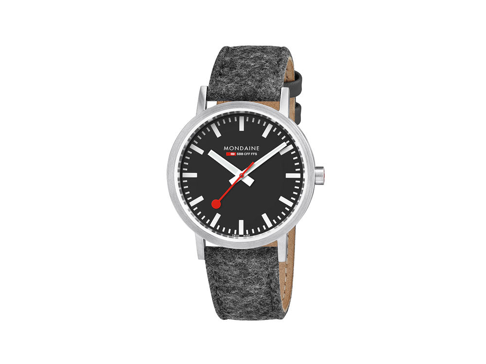 Mondaine Classic Quartz Watch, Black, 40mm, Fabric strap, A660.30360.14SBH