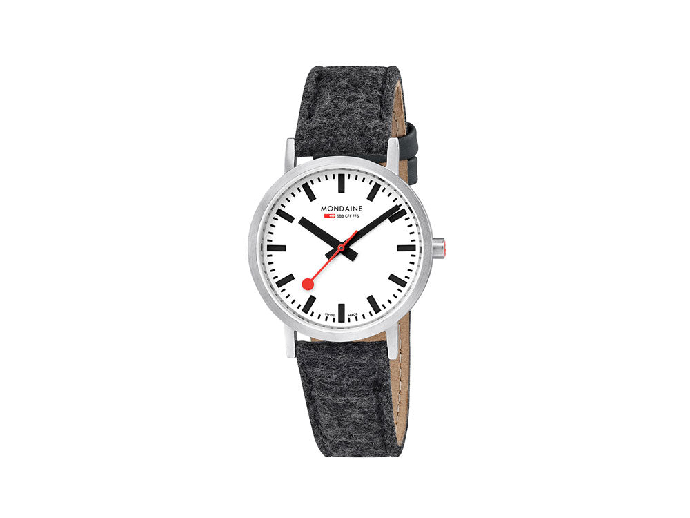 Mondaine Classic Quartz Watch, White, 36mm, Fabric strap, A660.30314.16SBH