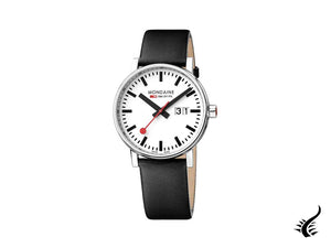 Mondaine SBB Evo2 Big Quartz Watch, White, 40 mm, Day, Leather, MSE.40210.LB
