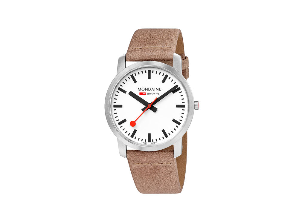 Mondaine SBB Simply Elegant Quartz Watch, White, 41mm, A638.30350.16SBG
