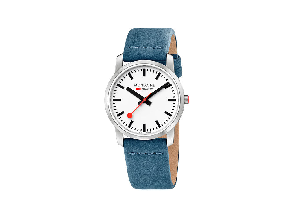 Mondaine SBB Simply Elegant Quartz Watch, White/Blue, 36mm, A400.30351.16SBD