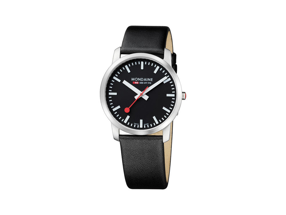 Mondaine SBB Simply Elegant Quartz watch, polished stainless, Black, 41mm