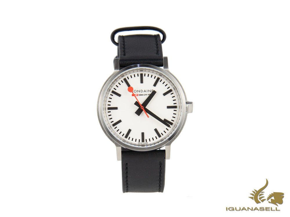 Mondaine SBB Stop2go BackLight Quartz Watch, White, 41mm, MST.4101B.LB