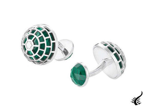 Montblanc Creative Malachite Cufflinks, Silver, Green, Polished, 128400