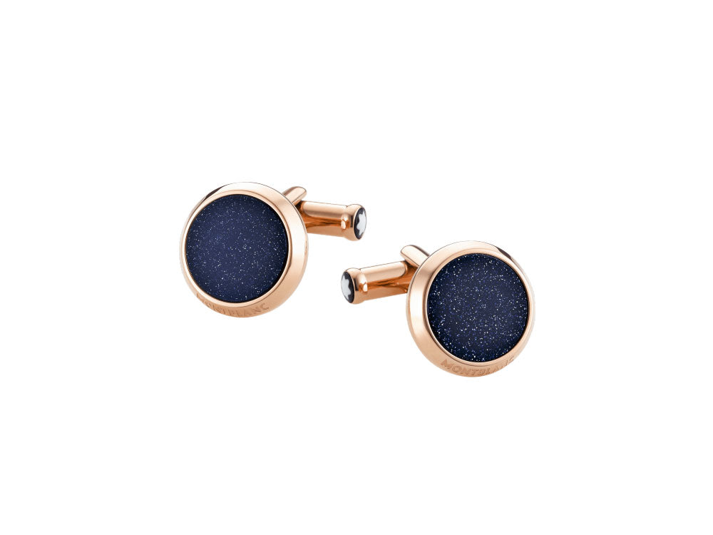 Montblanc Iconic Cufflinks, Stainless steel, Gold, Blue, Polished