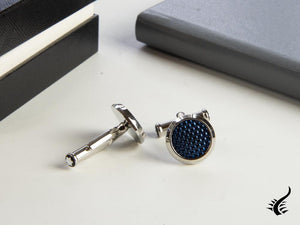 Montblanc Iconic Cufflinks, Stainless steel, Lacquer, Blue, Guilloché, 112904