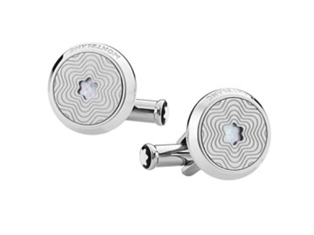 Montblanc Iconic Cufflinks, Steel, Mother of pearl, Polished