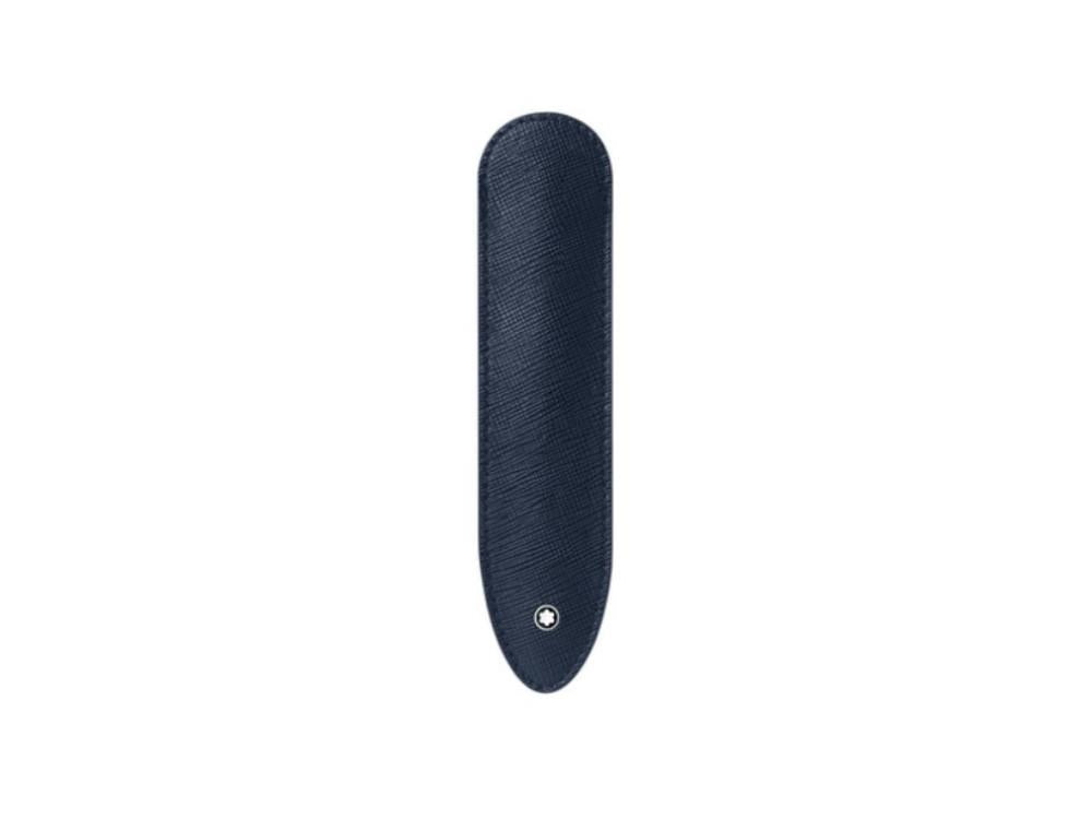 Montblanc Pen Case, 1 Writing Instrument, Leather, Blue, 128603
