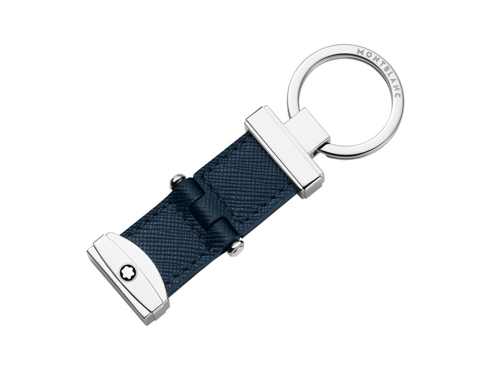 Montblanc Sartorial Key Ring, Blue, Brass, Leather, 1 Ring, 118693