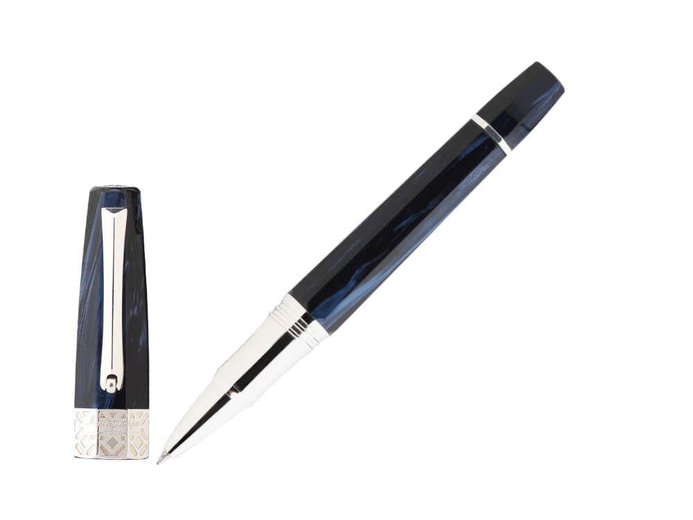 Montegrappa Extra Otto Dark Blue Rollerball pen, Celluloid, Silver Trim ISE8TRCD