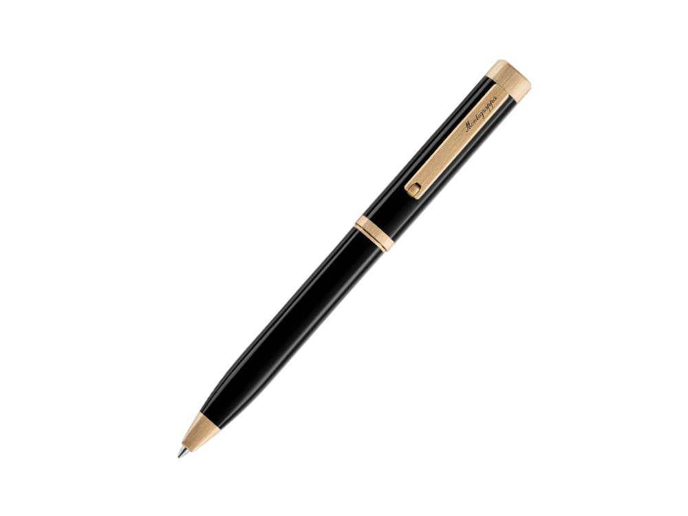 Montegrappa Quattro Ballpoint pen, Acrylic Resin, Gold plated, Black, ISZ4IBIY