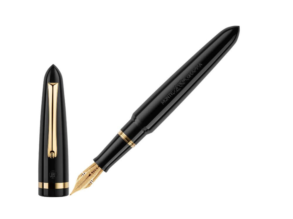 Montegrappa Venetia Fountain Pen, Black, 14k Gold Flex, ISVEN-XC