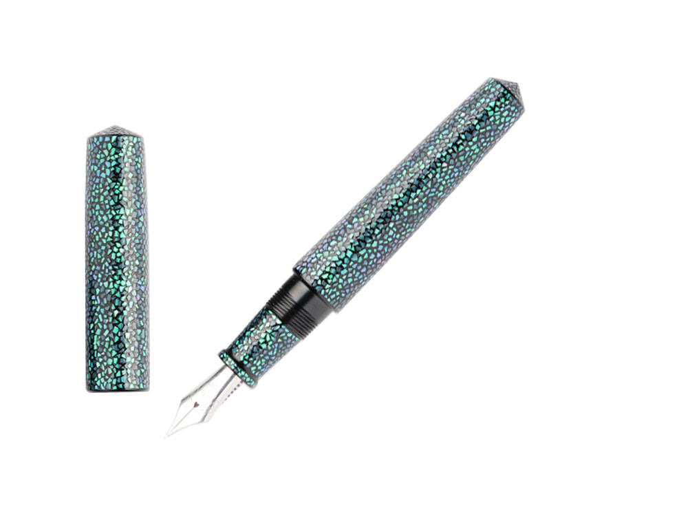 Nakaya Raden Ao Gai Zukushi Fountain Pen, Piccolo, Elastic Rhorium nib