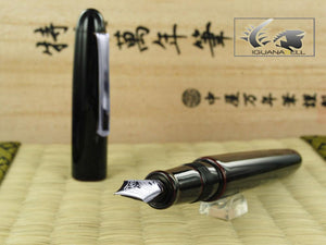 Nakaya Writer Fountain Pen Kuro-Tamenuri, Ebonite Rhodium plated