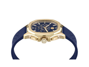 Philipp Plein 44 mm Quartz Watch, PVD Gold, Blue, Mineral crystal, PWSAA0323