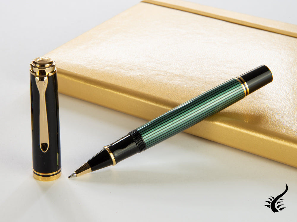 Pelikan R800 Rollerball pen, Green resin, Gold trim, 987990