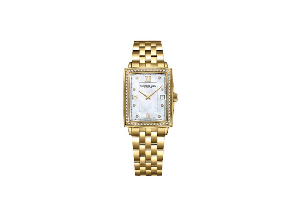Raymond Weil Toccata Ladies Quartz Watch, PVD Gold, Diamonds, Day, 5925-PS-00995