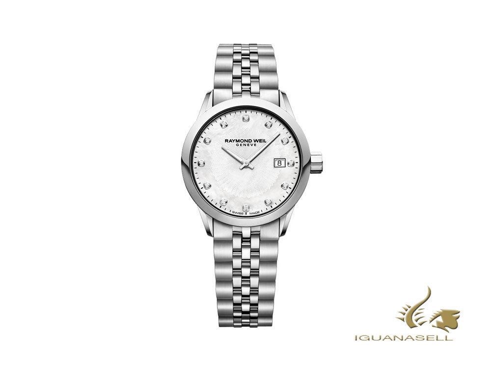 Raymond Weil Freelancer Ladies Quartz Watch, 12 Diamonds, 29 mm, 5629-ST-97081