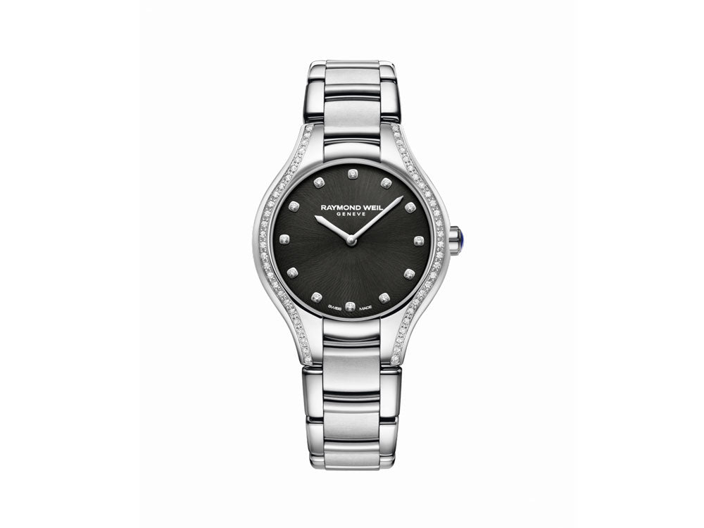 Raymond Weil Noemia Ladies Quartz Watch, 64 Diamonds, Black, 5132-STS-20081