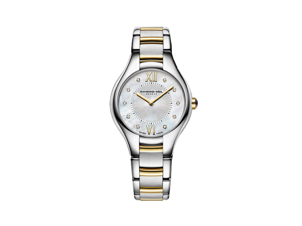 Raymond Weil Noemia Ladies Quartz watch, 10 Diamonds, PVD Gold, Mother of pearl