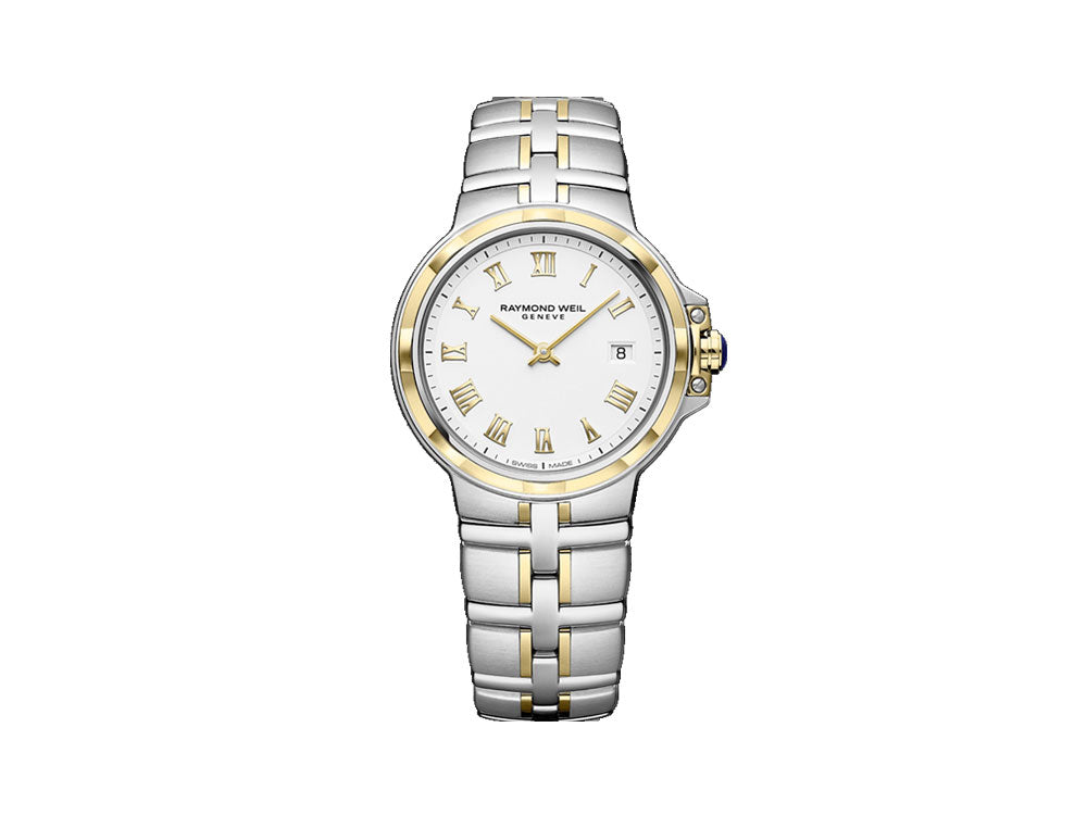 Raymond Weil Parsifal Ladies Quartz Watch, PVD Gold, Silver, Day, 5180-STP-00308