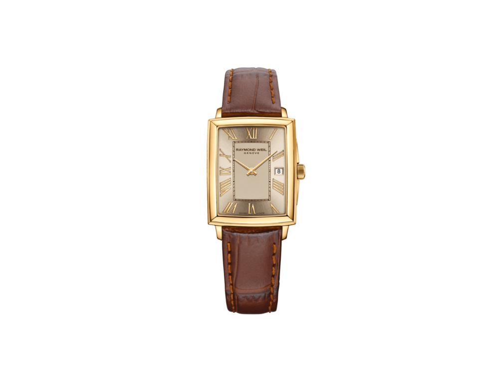 Raymond Weil Toccata Ladies Quartz Watch, Gold, Day, Leather strap,5925-PC-00100