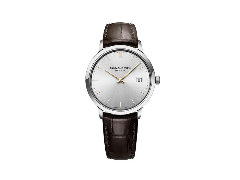 Raymond Weil Toccata Quartz Watch, Silver, 39 mm, Day, Leather, 5485-SL5-65001