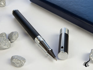 S.T. Dupont D-Initial Rollerball pen, Lacquer, Matt Black, Chrome Trim, 262207