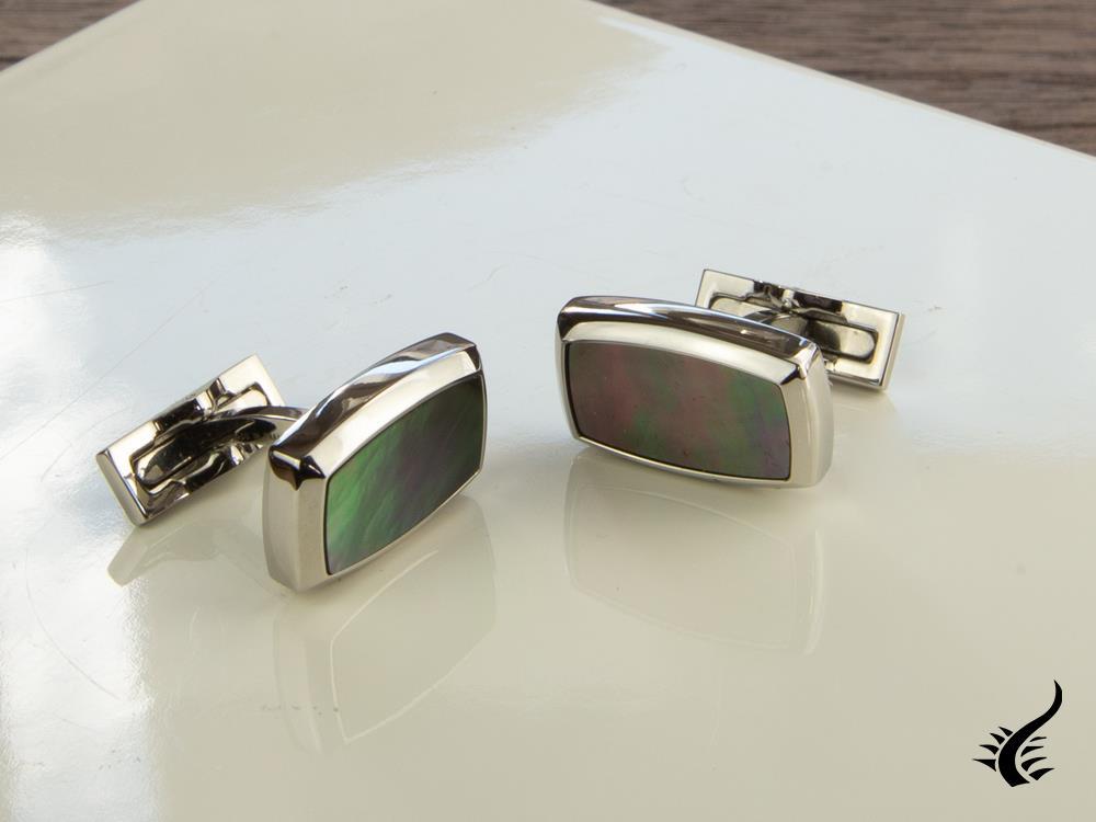 S.T. Dupont Label Cufflinks, Stainless steel, Mother of pearl, Black, 5513