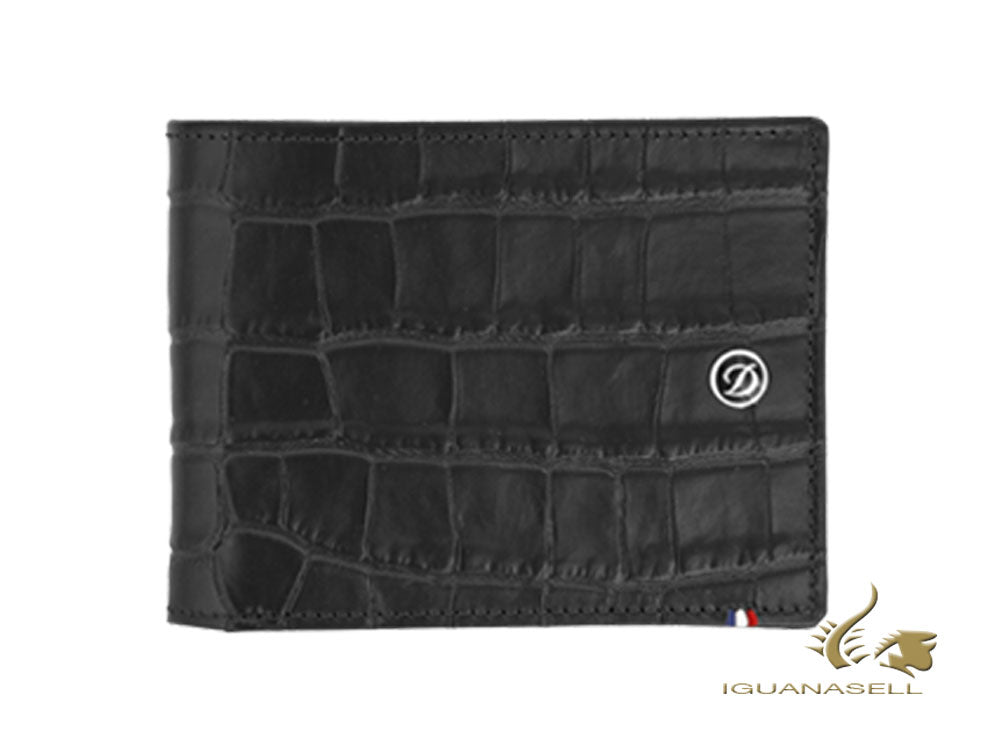 S.T. Dupont Line D Croco Dandy Wallet, Black, Leather, 8 Cards, 180063