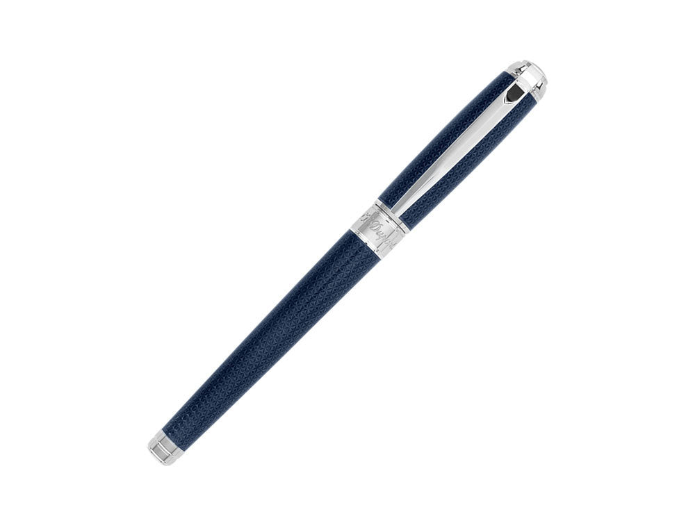 S.T. Dupont New Line D Medium Fountain Pen, Lacquer, Blue, Guilloche